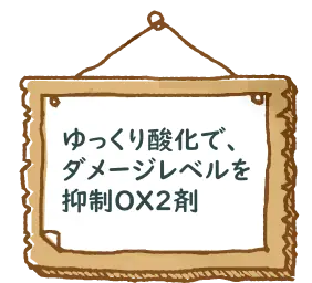 ゆっくり酸化で、
ダメージレベルを
抑制OX2剤