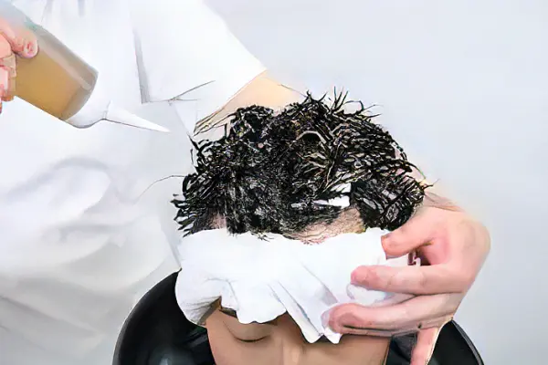 7. 2液処理 ゼロ・ブロム(臭素酸)を塗布 2度付け合計15分間放置 ( 7分+ 8分の2度付け )