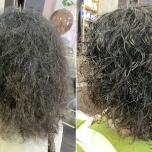 無重力パーマを使った施術 美容室ノエル様 施術前と施術後　