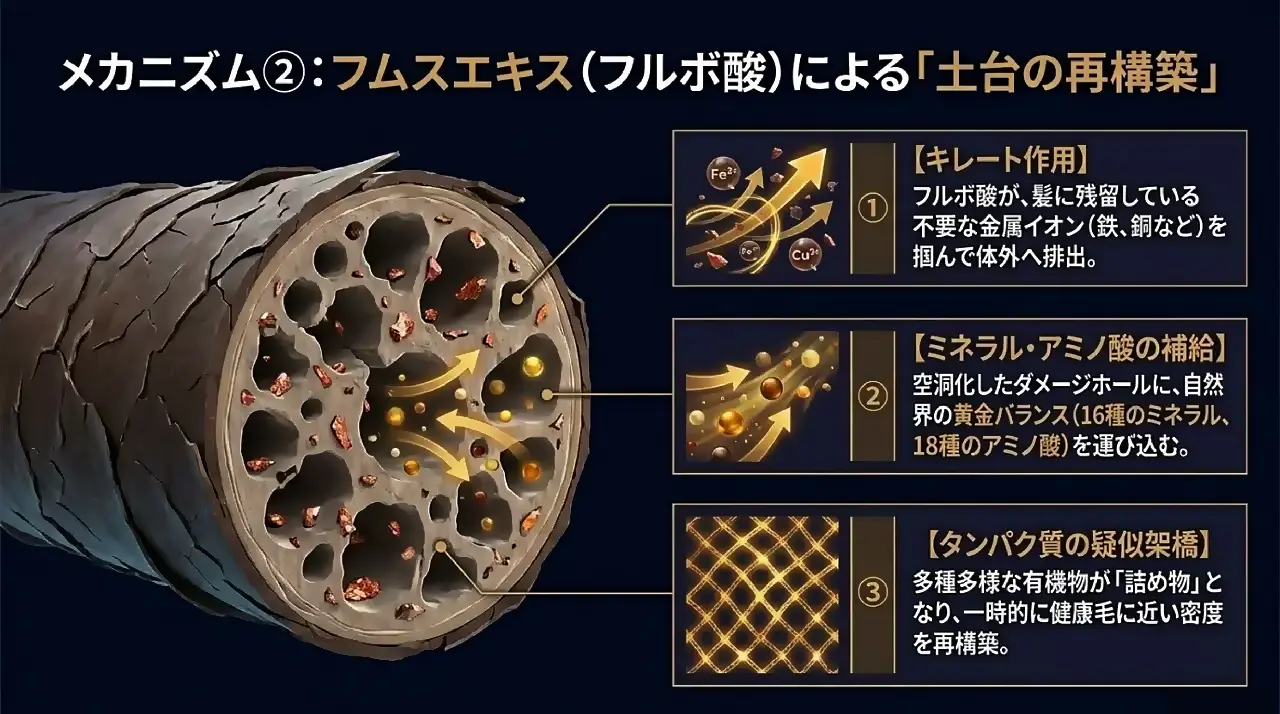 メカニズム②フムスエキスによる「土台の再構築」