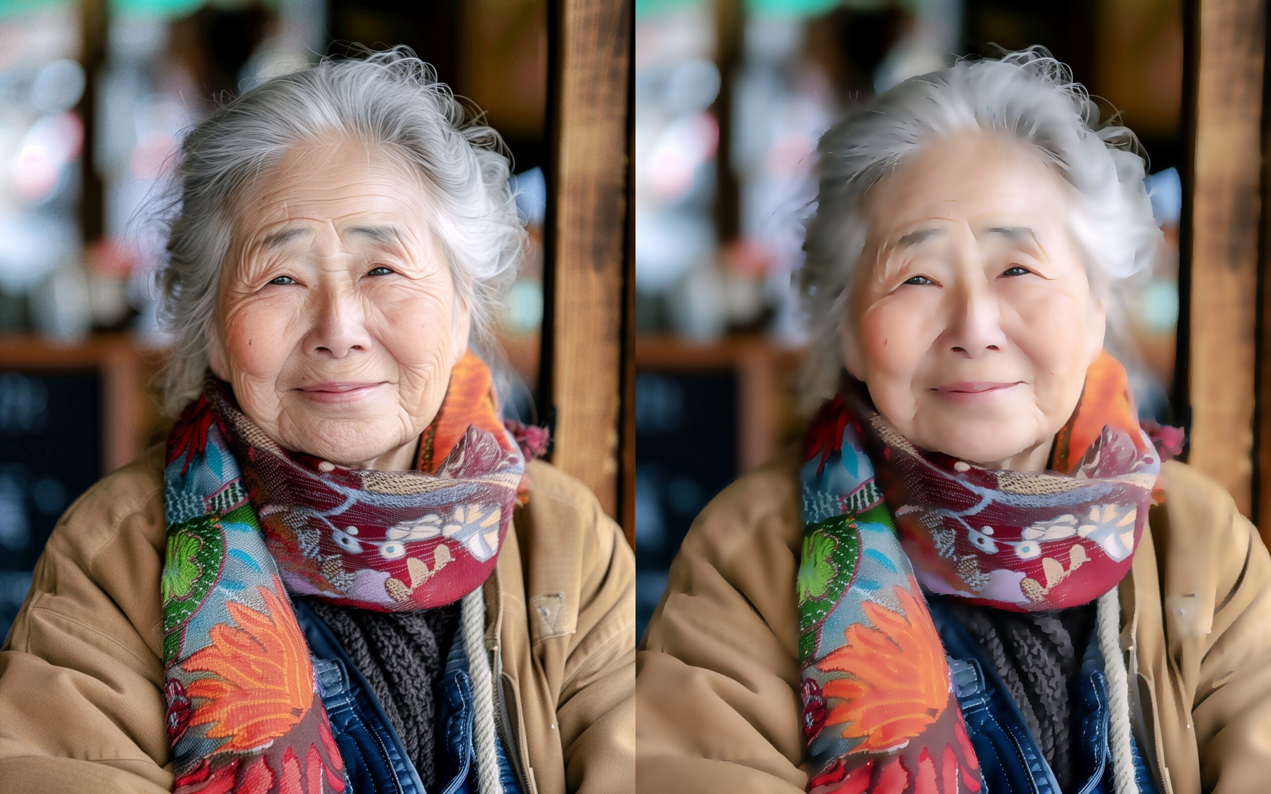 「小じわが消えるとどう変わるのか?」をパソコン処理ですが、やってみました。随分、雰囲気が変わるのですね!